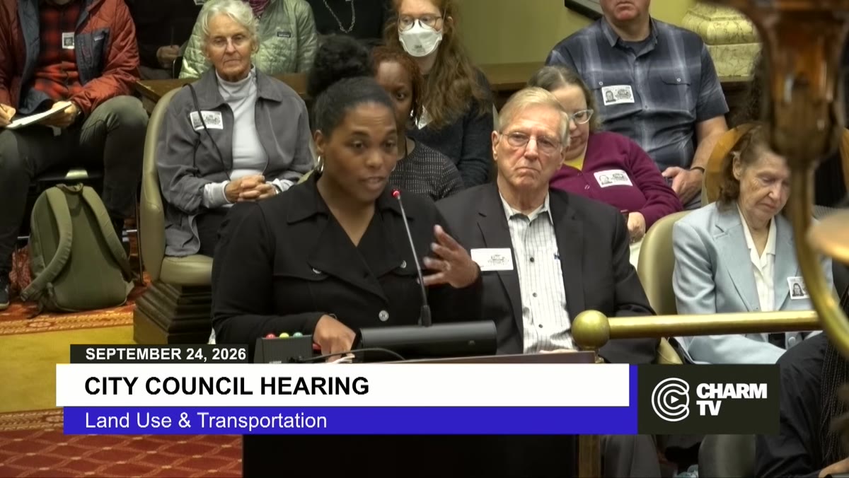 A frame from the Baltimore City Council meeting recording