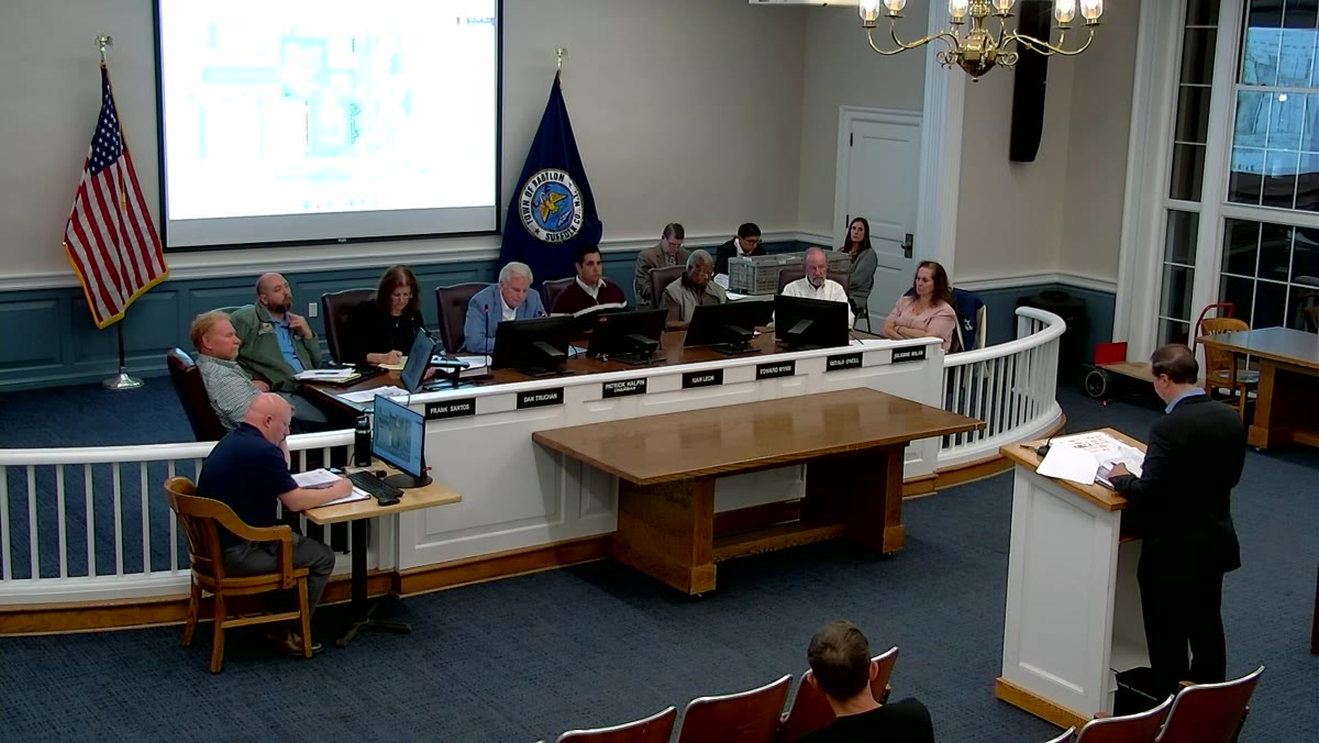 A frame from the Town of Babylon Town Board meeting recording