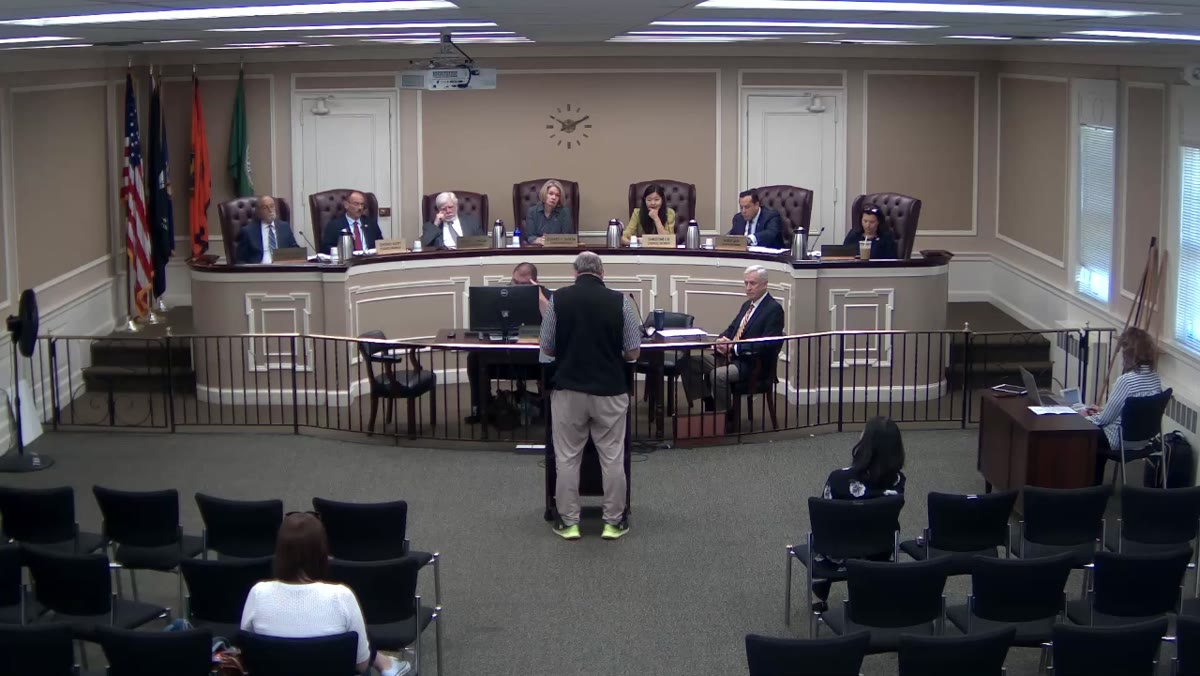 A frame from the Town of North Hempstead Town Board meeting recording