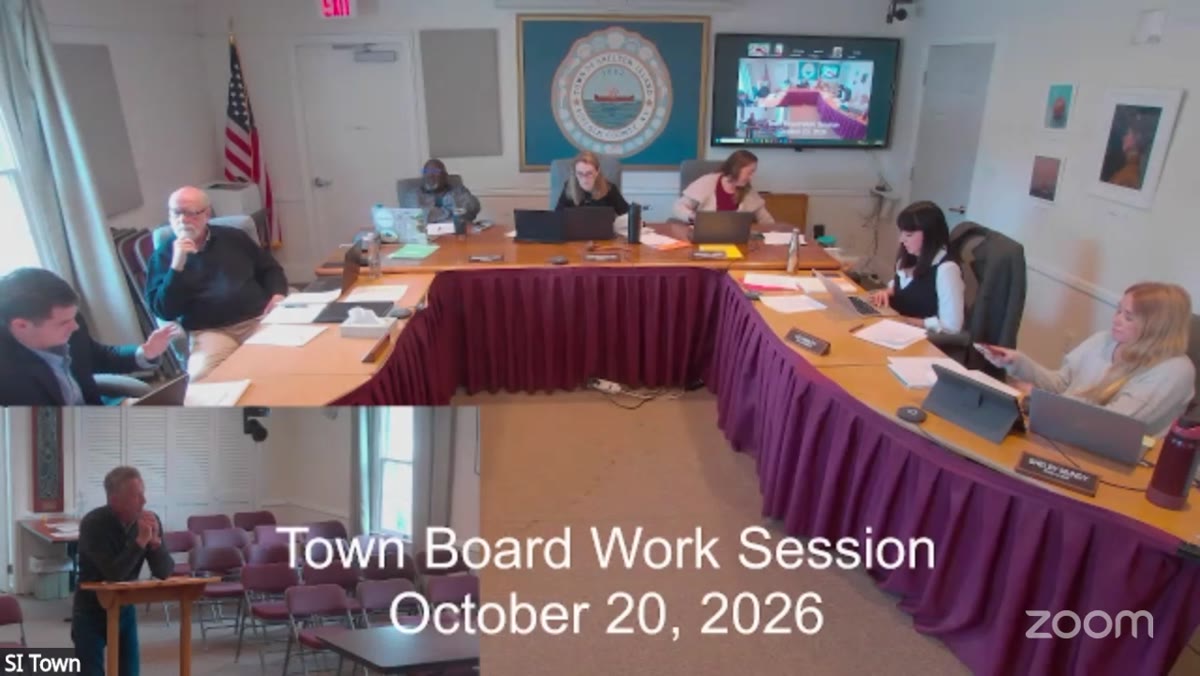 A frame from the Town of Shelter Island Town Board meeting recording