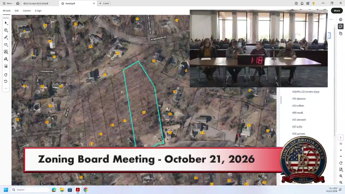 A frame from the Town of Brookhaven Town Board meeting recording