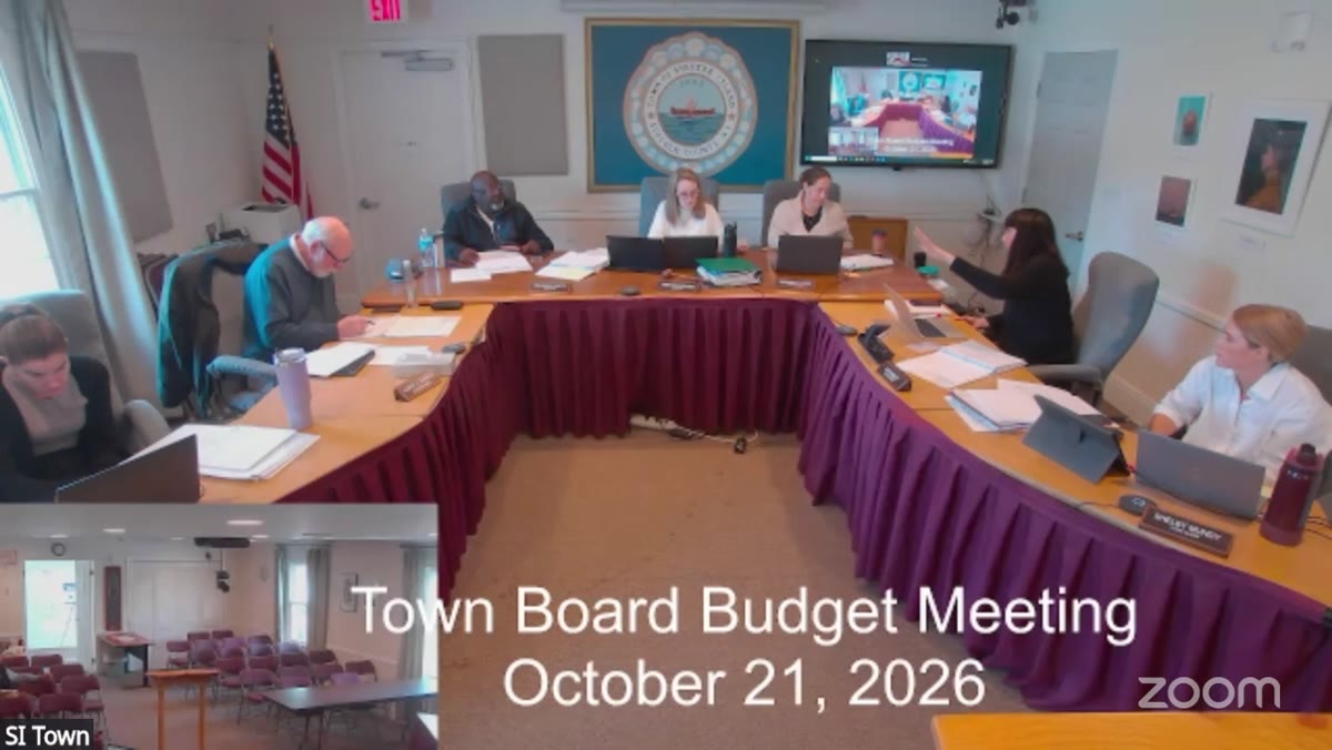 A frame from the Town of Shelter Island Town Board meeting recording