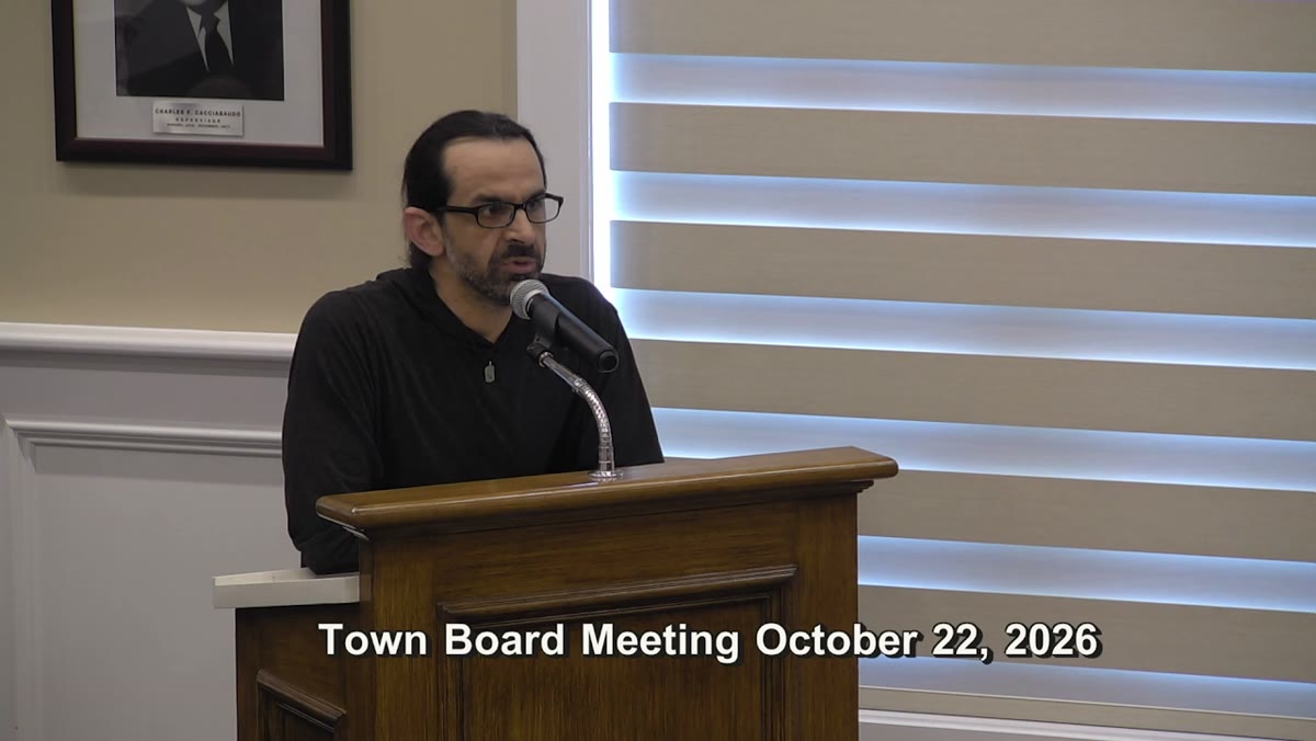 A frame from the Town of Smithtown Town Board meeting recording
