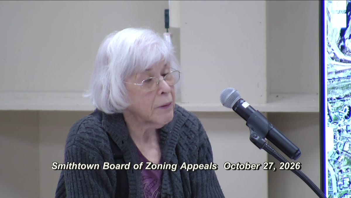 A frame from the Town of Smithtown Town Board meeting recording