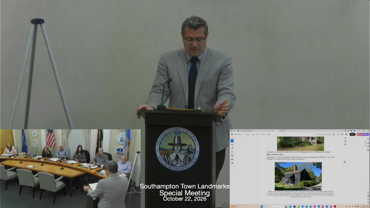 A frame from the Town of Southampton Town Board meeting recording
